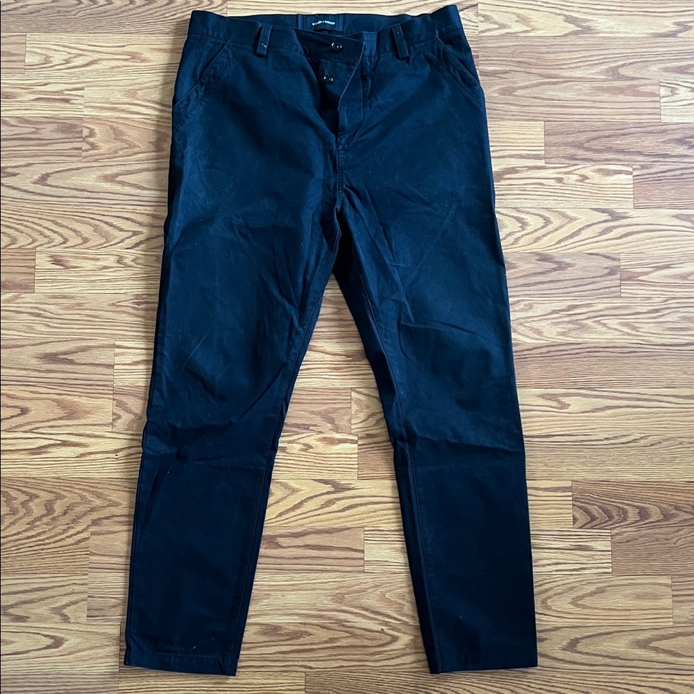 Wings + Horns Black Men's Pants with Branded Waist Tag